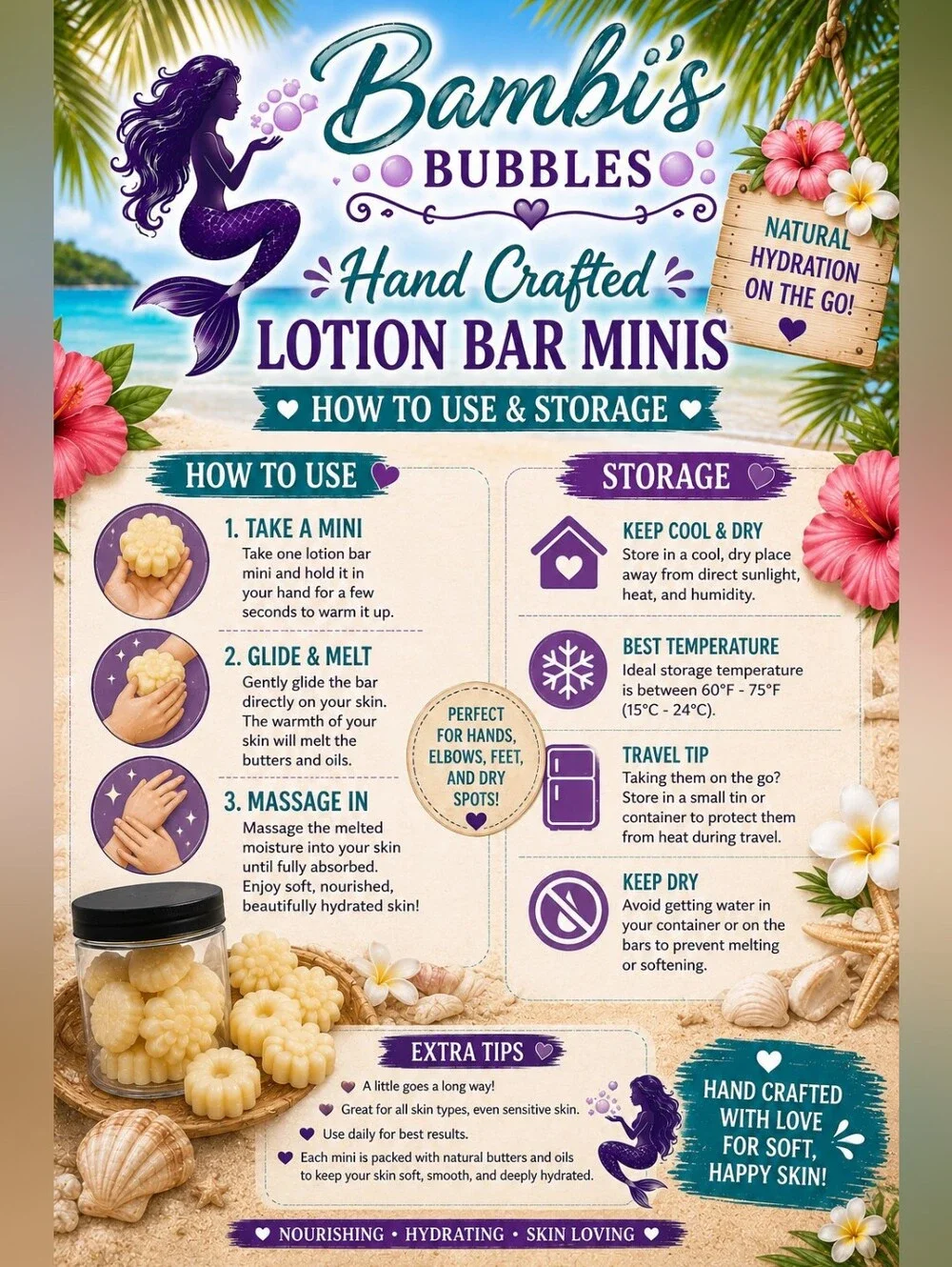 Back In Stock! Hand Crafted Summer Lotion Bar Minis 6 Pack